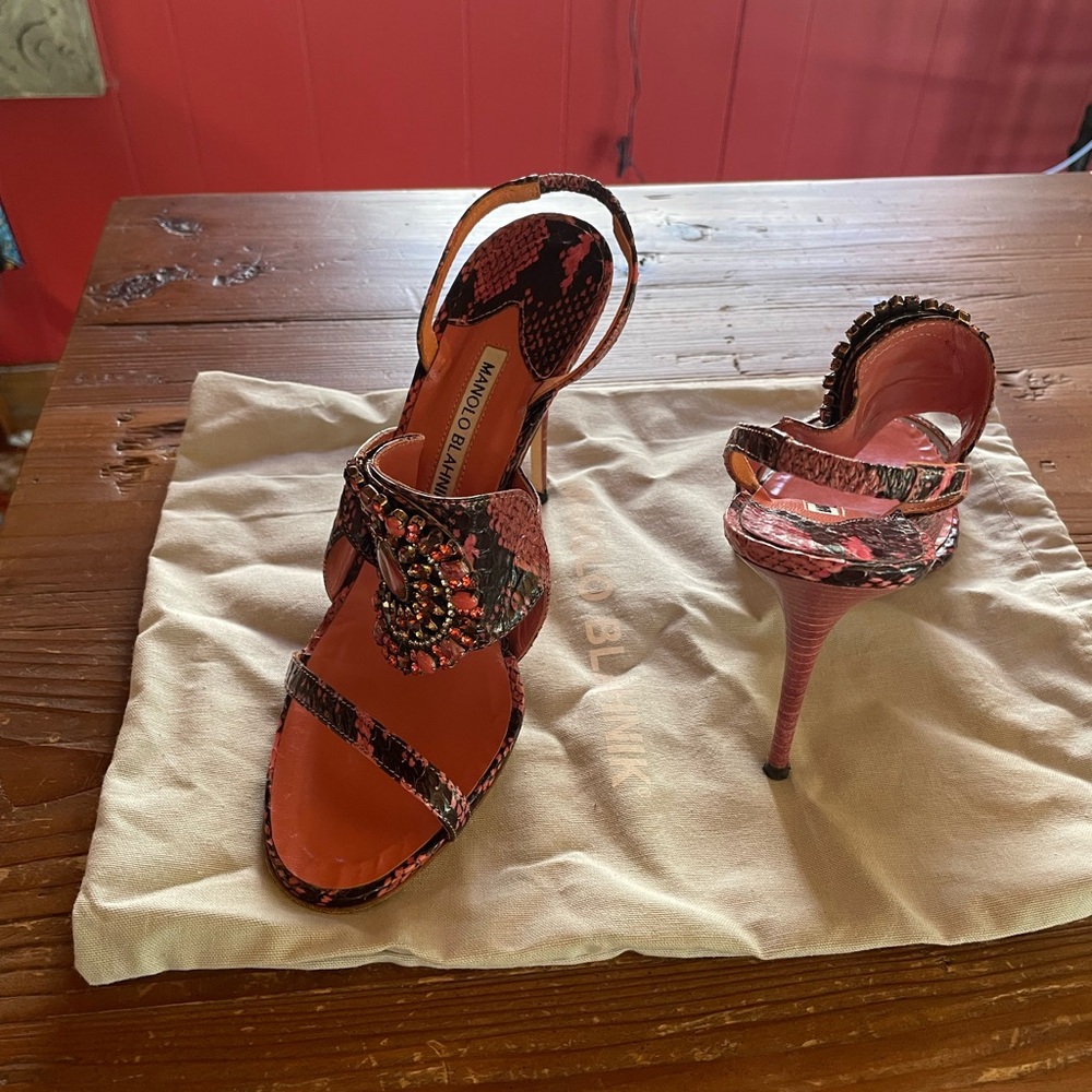 1 pair of Manolo Blahnik spiked heel sandals - worn once!
